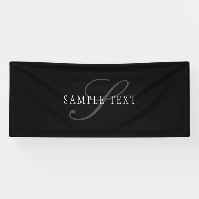 Elegantes individuell anpassbares Monogramm | Blac Banner (Horizontal)