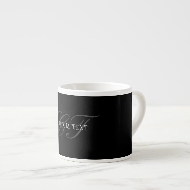 Elegantes individuell anpassbares Monogramm | Blac Espressotasse (Vorderseite Rechts)