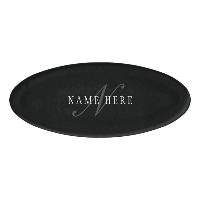 Elegantes individuell anpassbares Monogramm | Blac Namenschild (Vorderseite)