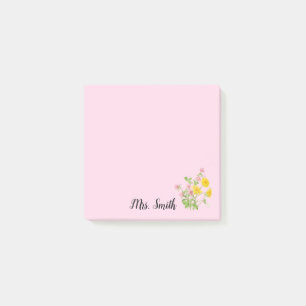 Elegantes, individuelles Blumenmonogramm-Design Post-it Klebezettel