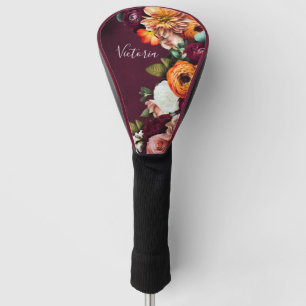 Elegantes, individuelles Burgundy-Skript für Blume Golf Headcover