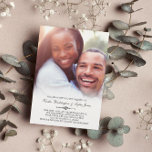 Elegantes individuelles Foto Hochzeit Einladung<br><div class="desc">Eine Foto Hochzeitseinladung mit dem Einladungstext auf einem weißen Farbverlauf am Ende Ihres Fotos geschrieben. Ihre Namen und Details werden durch einen verzierten Trenner getrennt. Personalisieren Sie mit Ihrem eigenen Foto! Die Rückseite weist ein klassisches Fliesenmuster auf.</div>