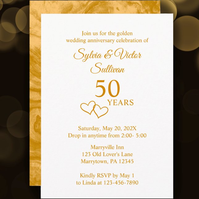 Elegantes individuelles Goldenes 50-jähriges Party Einladung (Customize this elegant simple 50th anniversary party invitation template. )