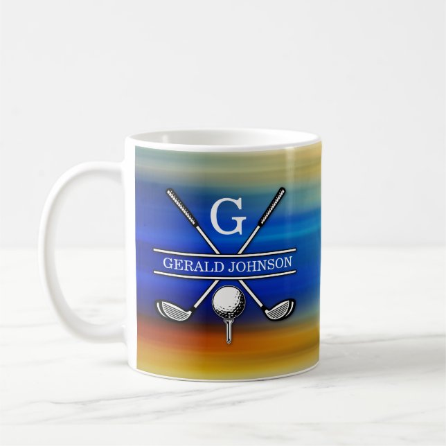 Elegantes, individuelles Golf Monogram Design Kaffeetasse (Links)
