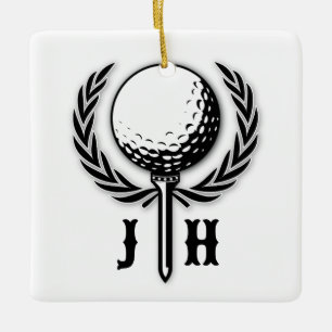 Elegantes, individuelles Golf Monogram Design Keramikornament