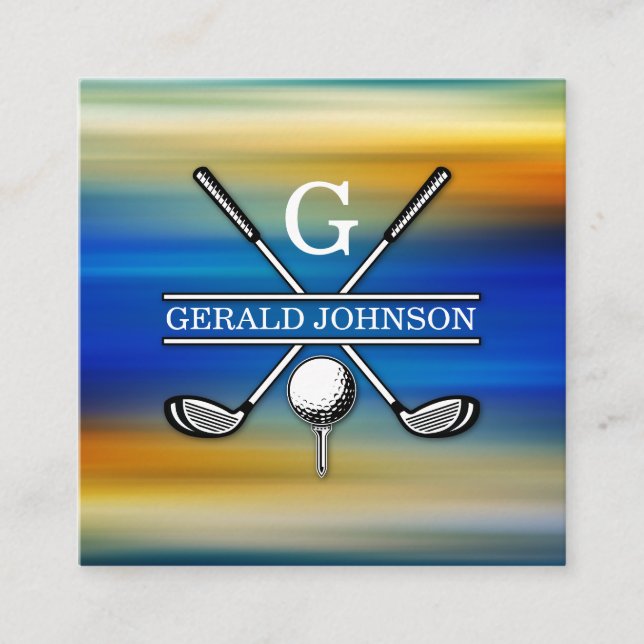 Elegantes, individuelles Golf Monogram Design Quadratische Visitenkarte (Vorderseite)