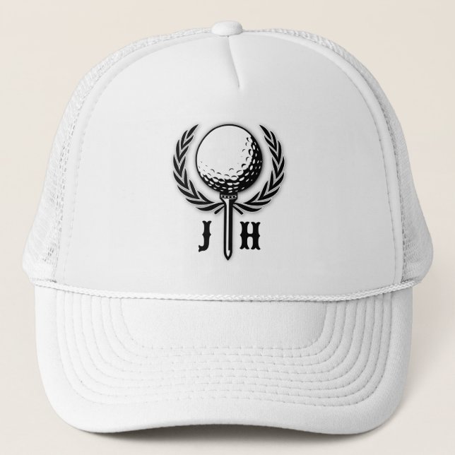Elegantes, individuelles Golf Monogram Design Truckerkappe (Vorderseite)