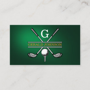 Elegantes, individuelles Golf Monogram Design Visitenkarte