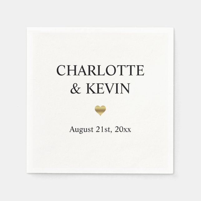 Elegantes, individuelles White Gold Colour Heart W Serviette (Vorderseite)