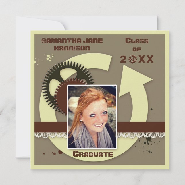 Elegantes Ingenieurgetriebe Abschluss Foto Einladung (Vorderseite)