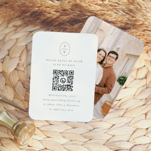 Elegantes Initials Foto QR Code Hochzeit RSVP Begleitkarte