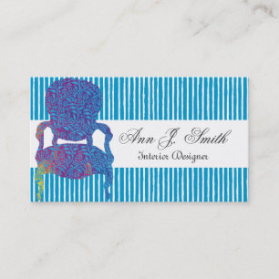Elegantes Innenarchitekt-gestreiftes Blau Visitenkarte