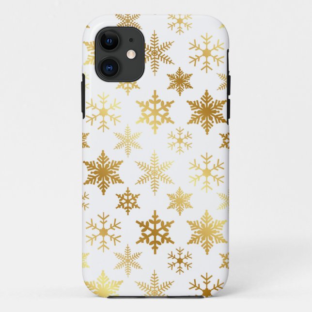 Elegantes iPhone-Case für Gold und White Snow Flak Case-Mate iPhone Hülle (Rückseite)