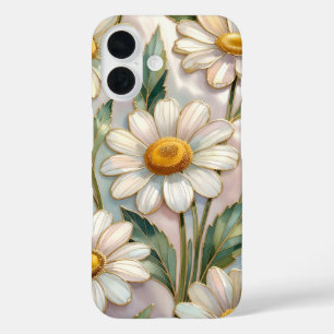 Elegantes iPhone-Case mit Gänseblümchen Blumen- Bu iPhone 16 Hülle