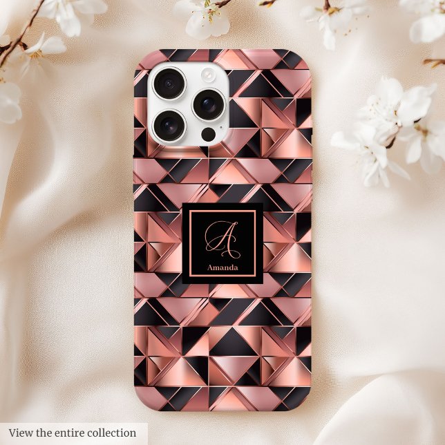 Elegantes iPhone Case Roségold Geometrisch Metalli (Elegant iPhone Case Rose Gold Geometric Metallic)