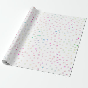 Elegantes Iridescent Confetti Dots Weißes Design Geschenkpapier