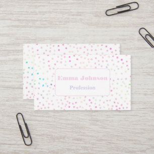 Elegantes iridescent Confetti Dots White Design Visitenkarte