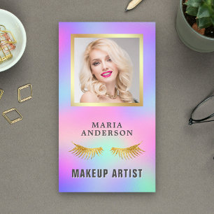 Elegantes iridescent Holographic Makeup Artist Fot Visitenkarte