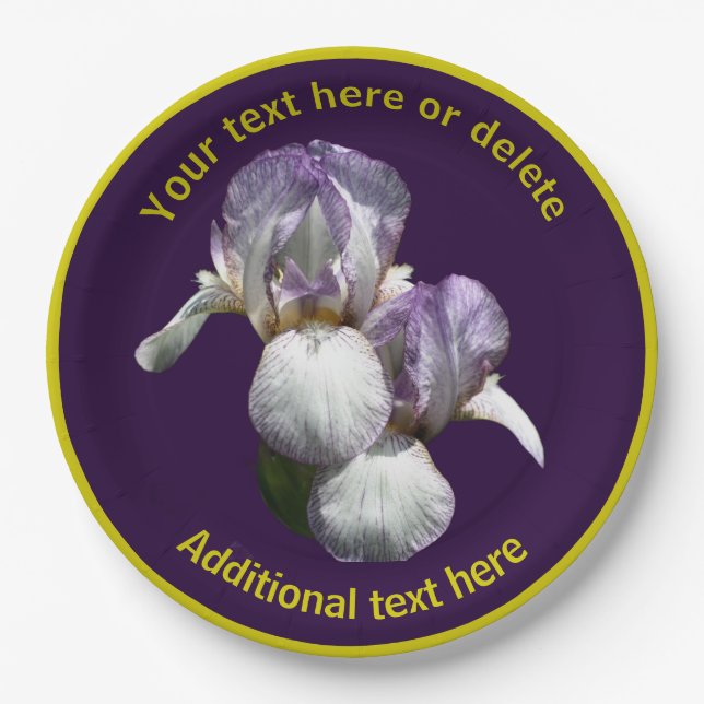 Elegantes Iris Blume Personalisiertes Party Pappteller (Vorderseite)