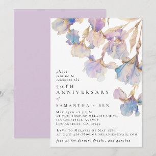 Elegantes Iris Floral Wasserfarben Jubiläum Party Einladung