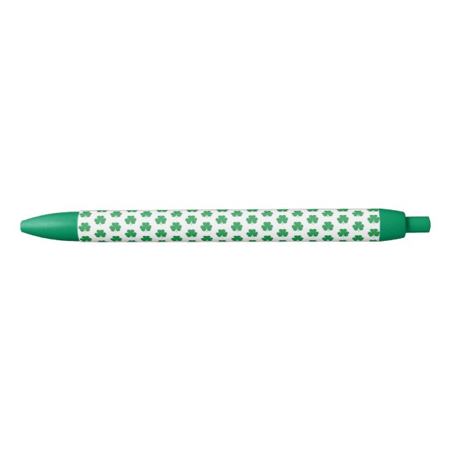 Elegantes Irish Kleeblatt Clover Pattern Grün Weiß Kugelschreiber (Vorderseite)