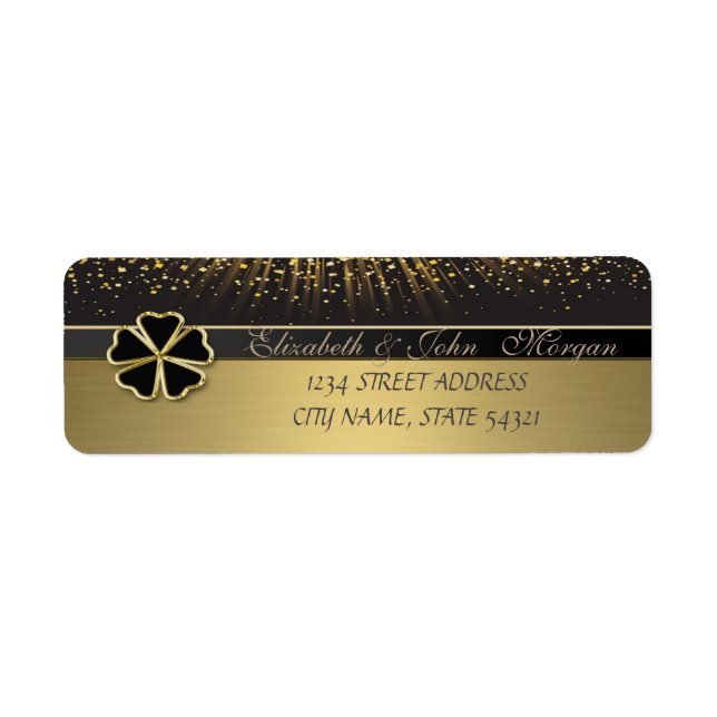 Elegantes Irish Schamrock ,Gold Address Label (Vorne)
