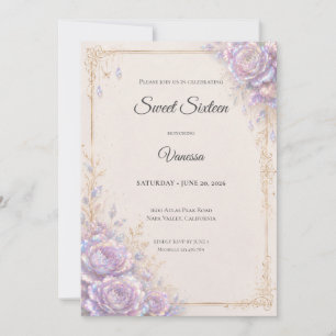 Elegantes irisierendes Blumen Sweet 16 Einladung