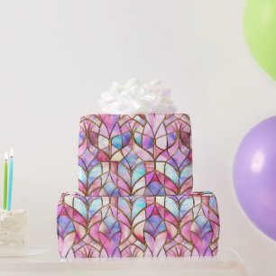 Elegantes irisierendes rosa falsches Buntglas-Must Geschenkpapier