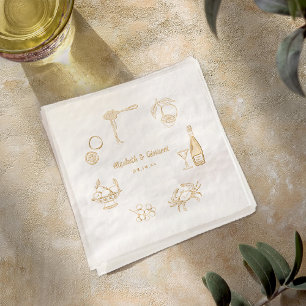 Elegantes italienisches Abendessen   Hochzeitsgold Servietten Mit Folie