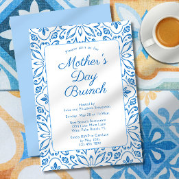Elegantes italienisches "Blue Tiles Mother's Day B Einladung