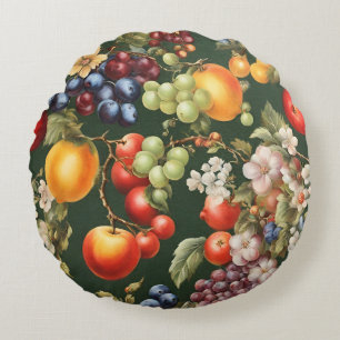 Elegantes italienisches Design mit Obst und Blume Rundes Kissen