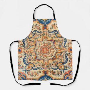 Elegantes italienisches Vintage-Barock Blau Orange Schürze