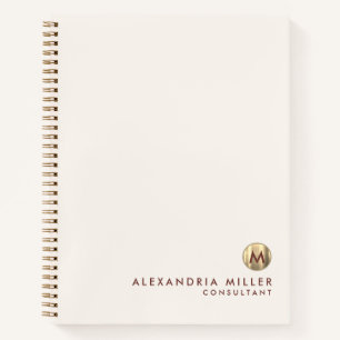 Elegantes Ivory Cream Gold Monogramm Notizbuch