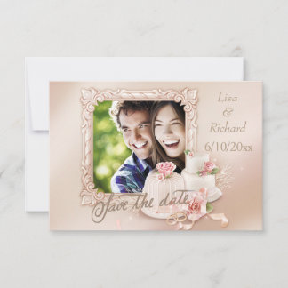 Elegantes Ivory & Gold Foto Save the Date