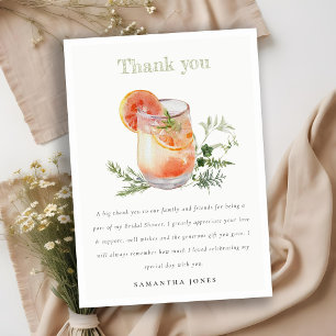 Elegantes Ivory Orange Green Cocktail Brautparty Dankeskarte