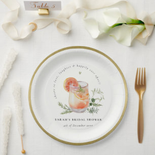 Elegantes Ivory Orange Green Cocktail Brautparty Pappteller