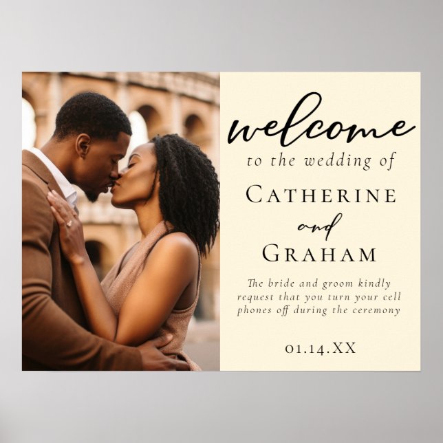 Elegantes Ivory Simple Couple Foto Wedding Poster (Vorne)