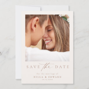 Elegantes Ivory Taupe Foto Hochzeit speichern das  Save The Date