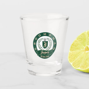 Elegantes Jagdgrün Hochzeitsgeschenk für die Gäste Schnapsglas