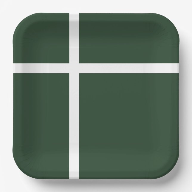 Elegantes Jäger-Muster, grün und weiß gestrichen Pappteller (Vorderseite)