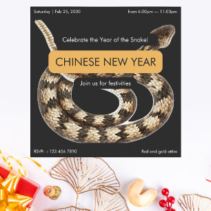 Elegantes Jahr der Schlange Chinesisches Neujahr Einladung