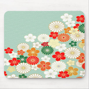 Elegantes japanisches Blumenmuster Mousepad
