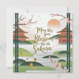 Elegantes japanisches Gartendesign - Sakura Blüten Karte