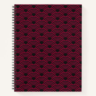 Elegantes Japanisches Seigaiha-Rotwellenmuster Notizbuch