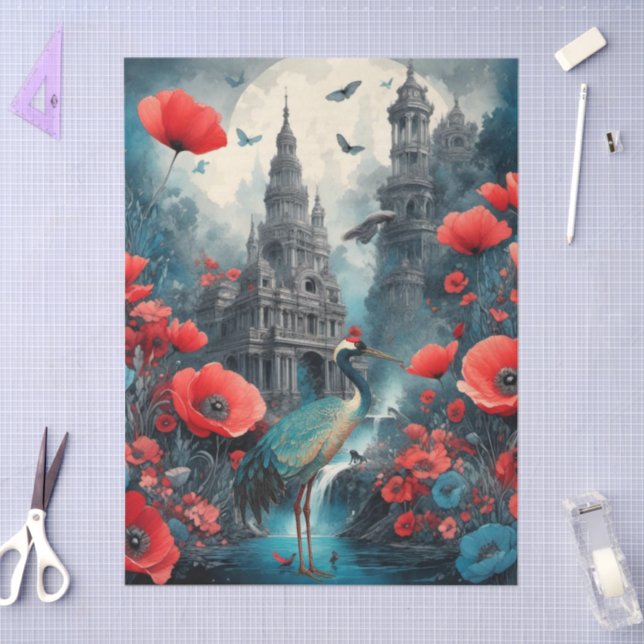 Elegantes japanisches Themed Decoupage Crafting Seidenpapier (Basteln)