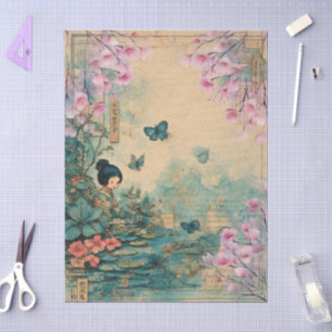 Elegantes japanisches Themed Decoupage Crafting Seidenpapier