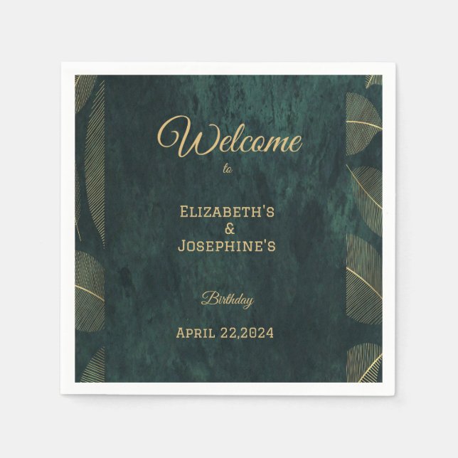 Elegantes Joint Double Birthday Twin Poster Serviette (Vorderseite)