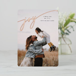 Elegantes 'Joy' Script New Year Foto Folien Feiertagskarte