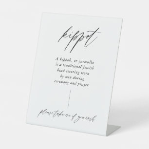 Elegantes jüdisches Wedding Kippot Sign Sockelschild