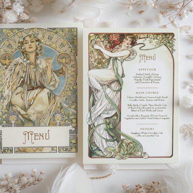 Elegantes Jugendstil Hochzeitsmenü Einladung (Von Creator hochgeladen)